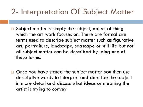 what does subject matter mean in art? and how can we interpret it through different lenses?